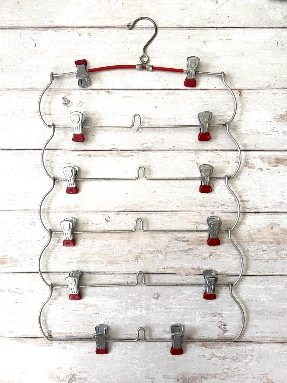 Pants Hanger Holds 6 Pairs Closet Organizer Home Organization Silver Red